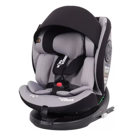 ISOFIX-es 360°-ban forgatható Mama Kiddies i-Size Power GT2 biztonsági autósülés (40 -150 cm) szürke színben ajándék napvédővel