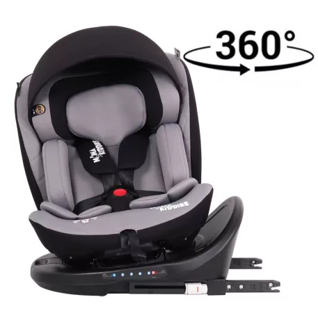 ISOFIX-es 360°-ban forgatható Mama Kiddies i-Size Power GT2 biztonsági autósülés (40 -150 cm) szürke színben ajándék napvédővel