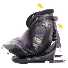   ISOFIX-es 360°-ban forgatható Mama Kiddies i-Size Power GT2 biztonsági autósülés (40 -150 cm) sötétszürke színben ajándék napvédővel