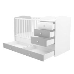 Maxi Kombi 5 fiókos gyermekágy ezüst-fehér színben