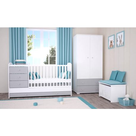 Maxi Kombi 5 fiókos gyermekágy ezüst-fehér színben