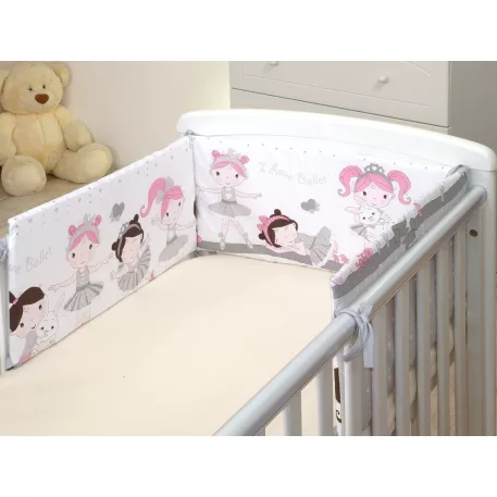 180°-os rácsvédő fehér-szürke színben balett mintával (Baby Bear kollekció)