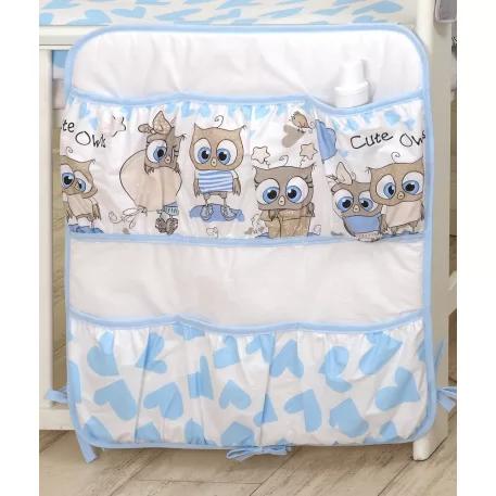Mama Kiddies Baby Bear zsebes tároló kék-fehér színben baglyos mintával