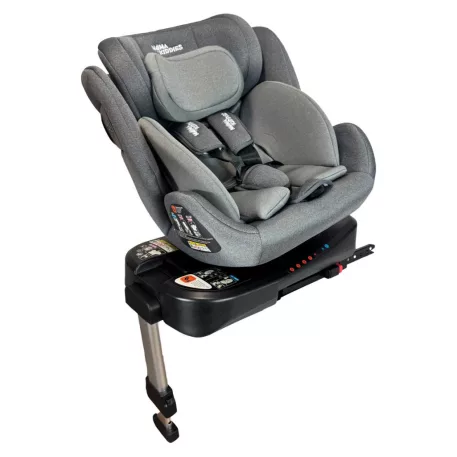 ISOFIX-es 360°-ban forgatható Mama Kiddies Felix i-Size autósülés támasztólábbal – szürke színben + ajándék gerinckiemelő