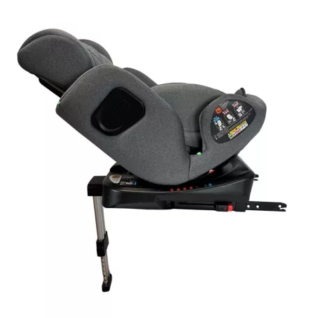 ISOFIX-es 360°-ban forgatható Mama Kiddies Felix i-Size autósülés támasztólábbal – szürke színben + ajándék gerinckiemelő