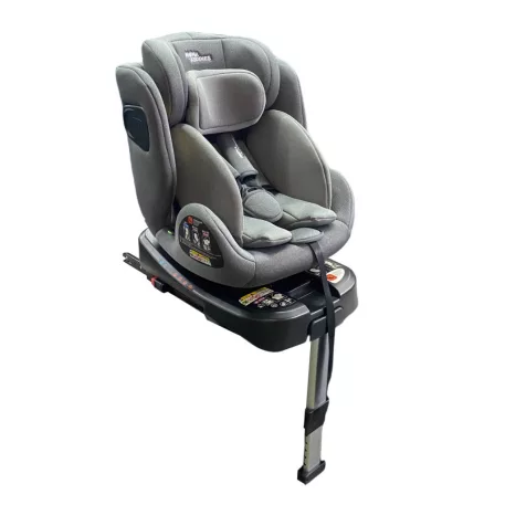 ISOFIX-es 360°-ban forgatható Mama Kiddies Felix i-Size autósülés támasztólábbal – szürke színben + ajándék gerinckiemelő