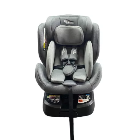 ISOFIX-es 360°-ban forgatható Mama Kiddies Felix i-Size autósülés támasztólábbal – szürke színben + ajándék gerinckiemelő