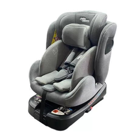 ISOFIX-es 360°-ban forgatható Mama Kiddies Felix i-Size autósülés támasztólábbal – szürke színben + ajándék gerinckiemelő