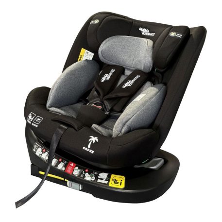 ISOFIX-es 360°-ban forgatható Mama Kiddies iSize Capry biztonsági autósülés (40 -150 cm) fekete színben + Ajándék