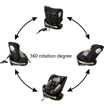 ISOFIX-es 360°-ban forgatható Mama Kiddies iSize Capry biztonsági autósülés (40 -150 cm) fekete színben + Ajándék