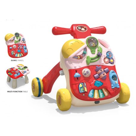 2az1-ben járást elősegítő átalakíthatós járóka piros/sárga színben