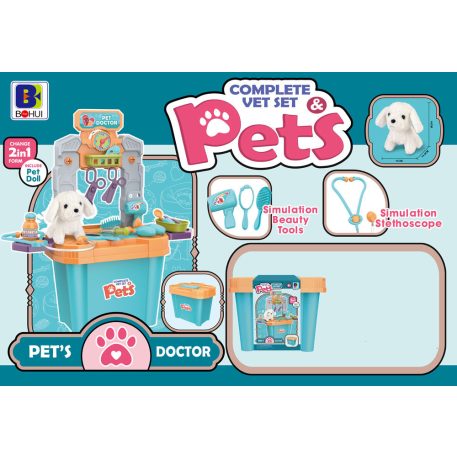 Játék állatorvosi szett kiskutyával