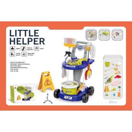 20 részes Mama Kiddies Little Helper takarító szett, kiegészítőkkel kék színben