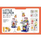 Mama Kiddies takarítókocsi készlet porszívóval kék-fehér színben