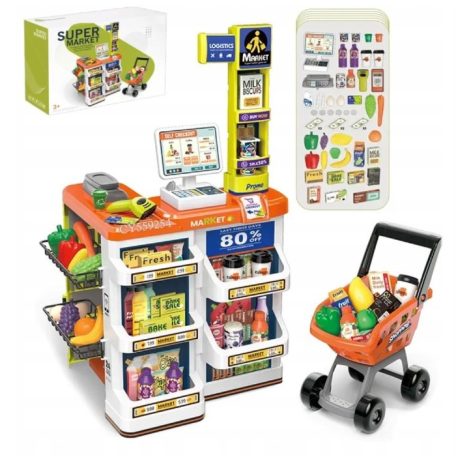 Mama Kiddies 60 részes 82 cm magas Luxury játék szupermarket kiegészítőkkel kék színben