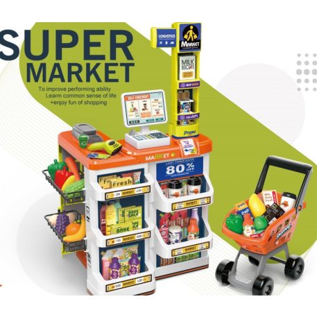 Mama Kiddies 60 részes 82 cm magas Luxury játék szupermarket kiegészítőkkel kék színben