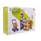 Luxus szupermarket szett bevásárlókocsival, szkennerrel, pénztárgéppel, kártyaolvasóval