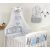 Mama Kiddies Baby Bear 6-dielna detská posteľná bielizeň s 180 ° krytom na mriežky sivá s macíkmi