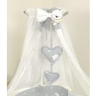 Mama Kiddies Baby Bear 6-dielna detská posteľná bielizeň s 180 ° krytom na mriežky sivá s macíkmi