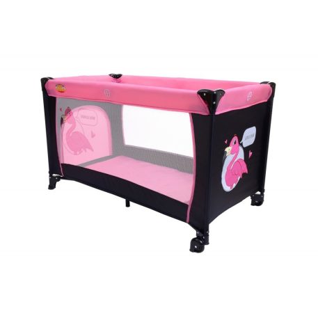 Baby Mix čierno ružová cestovná postieľka + darček sieťka proti hmyzu