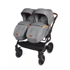 Detský kočík pre dvojičky Mama Kiddies TWIN 3v1 s doplnkami, farba sivá s oranžovými pásikmi + DARČEK