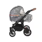 Detský kočík pre dvojičky Mama Kiddies TWIN 3v1 s doplnkami, farba sivá s oranžovými pásikmi + DARČEK