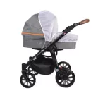 Detský kočík pre dvojičky Mama Kiddies TWIN 3v1 s doplnkami, farba sivá s oranžovými pásikmi + DARČEK