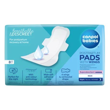 Canpol babies éjszakai szülés utáni szárnyas betét – 42 cm, 8 db