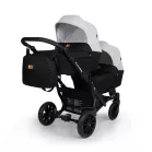 Detský kočík Mama Kiddies Gemini 3v1 pre dvojičky s doplnkami v bledosivo-čiernej farbe + Darček