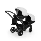 Detský kočík Mama Kiddies Gemini 3v1 pre dvojičky s doplnkami v bledosivo-čiernej farbe + Darček