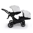 Detský kočík Mama Kiddies Gemini 3v1 pre dvojičky s doplnkami v bledosivo-čiernej farbe + Darček