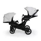 Detský kočík Mama Kiddies Gemini 3v1 pre dvojičky s doplnkami v bledosivo-čiernej farbe + Darček