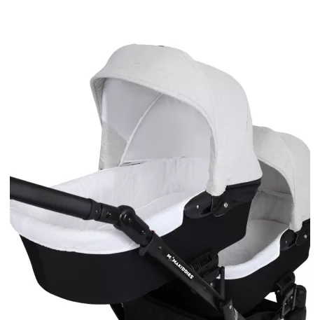 Detský kočík Mama Kiddies Gemini 3v1 pre dvojičky s doplnkami v bledosivo-čiernej farbe + Darček