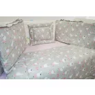 Mama Kiddies Sofie Dreams 5 részes babaágynemű 360°-os rácsvédővel Dancing Bunny szürke színben