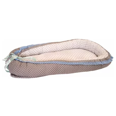 Sofie Dreams babafészek szürke - kék pöttyös