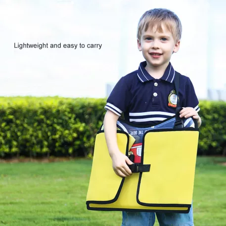 Hordozható asztalka autós mintával - sárga színben