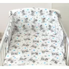 Mama Kiddies Baby Bear 5 részes babaágynemű 180°-os rácsvédővel szürke macis mintával