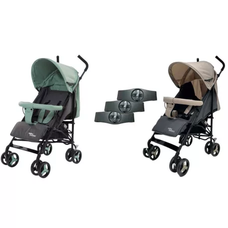 Mama Kiddies Vento sport ikerbabakocsi zöld/bézs/szürke színben + Ajándék esővédők