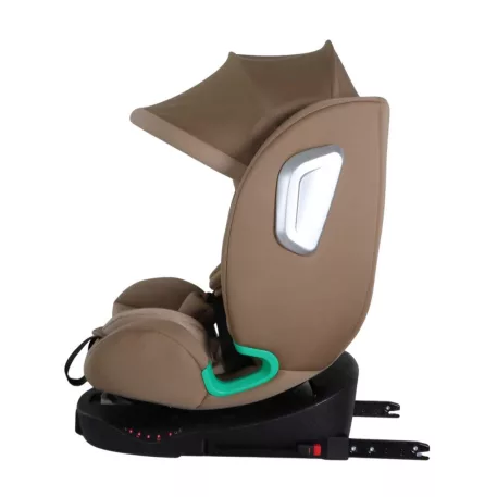 ISOFIX-es 360°- ban forgatható Mama Kiddies iSize Journey Extra biztonsági autósülés (40–150 cm) bézs színben támasztólábbal ajándék napvédővel és lábtartóval
