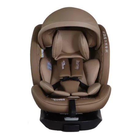 ISOFIX-es 360°- ban forgatható Mama Kiddies iSize Journey Extra biztonsági autósülés (40–150 cm) bézs színben támasztólábbal ajándék napvédővel és lábtartóval