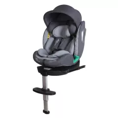   ISOFIX-es 360°- ban forgatható Mama Kiddies iSize Journey Extra biztonsági autósülés (40–150 cm) szürke színben támasztólábbal ajándék napvédővel és lábtartóval