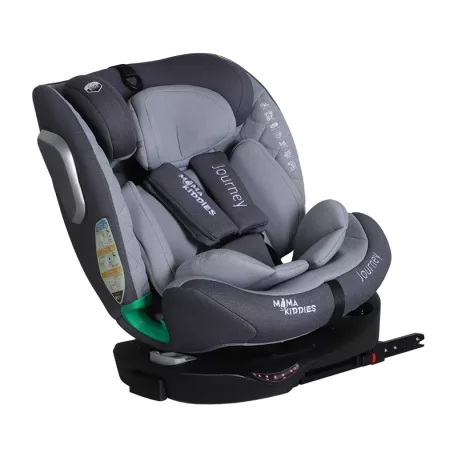 ISOFIX-es 360°- ban forgatható Mama Kiddies iSize Journey Extra biztonsági autósülés (40–150 cm) szürke színben támasztólábbal ajándék napvédővel és lábtartóval