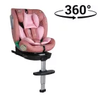 ISOFIX-es 360°- ban forgatható Mama Kiddies iSize Journey Extra biztonsági autósülés (40–150 cm) pink színben támasztólábbal ajándék napvédővel és lábtartóval