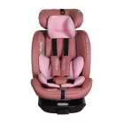 ISOFIX-es 360°- ban forgatható Mama Kiddies iSize Journey Extra biztonsági autósülés (40–150 cm) pink színben támasztólábbal ajándék napvédővel és lábtartóval