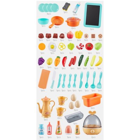 65 részes Mama Kiddies KitchenKing babakonyha szett pink-narancs színben