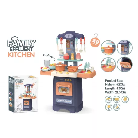 Mama Kiddies 29 részes 62 cm magas Effluent Kitchen babakonyha szett kék színben