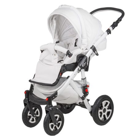 Mama Kiddies Carbon Exclusive White 3az1-ben multifunkciós Eco Leather babakocsi kiegészítőkkel + Ajándék