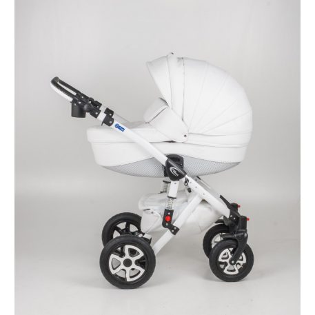 Mama Kiddies Carbon Exclusive White 3az1-ben multifunkciós Eco Leather babakocsi kiegészítőkkel + Ajándék