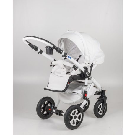 Mama Kiddies Carbon Exclusive White 3az1-ben multifunkciós Eco Leather babakocsi kiegészítőkkel + Ajándék