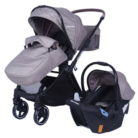 Mama Kiddies Luxury Travel System babakocsi babahordozóval bézs színben + ajándék lábzsák
